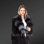 Mink Fur Jacket With Silver Fox Fur Collar And Lapels for women
