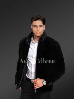 Mysterious Black Mink Fur Jacket For Men