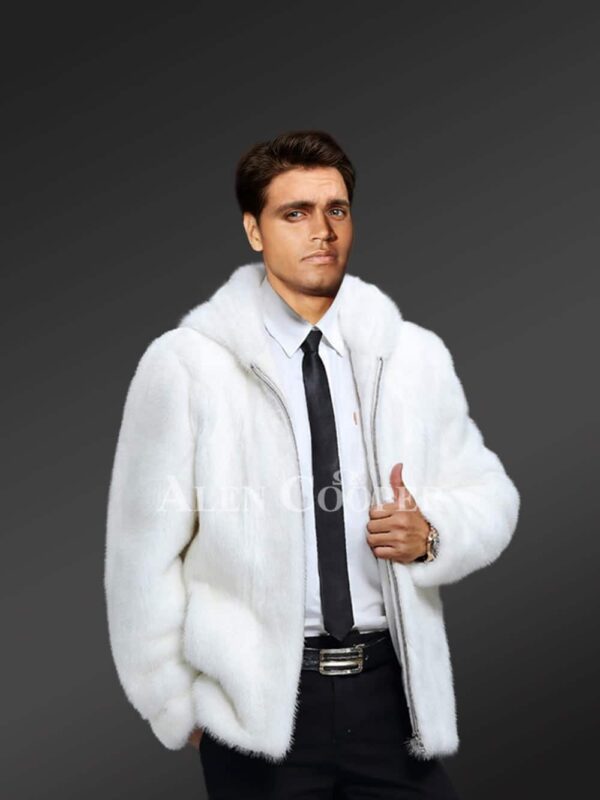 White Mink Fur Jacket For Men