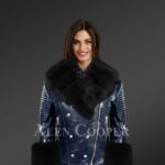 Women’s Leather Jacket With Fox Fur Collar And Cuffs