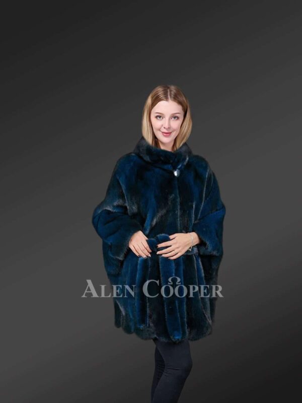 Women’s Mink Fur Coat With Bat Wing Sleeves