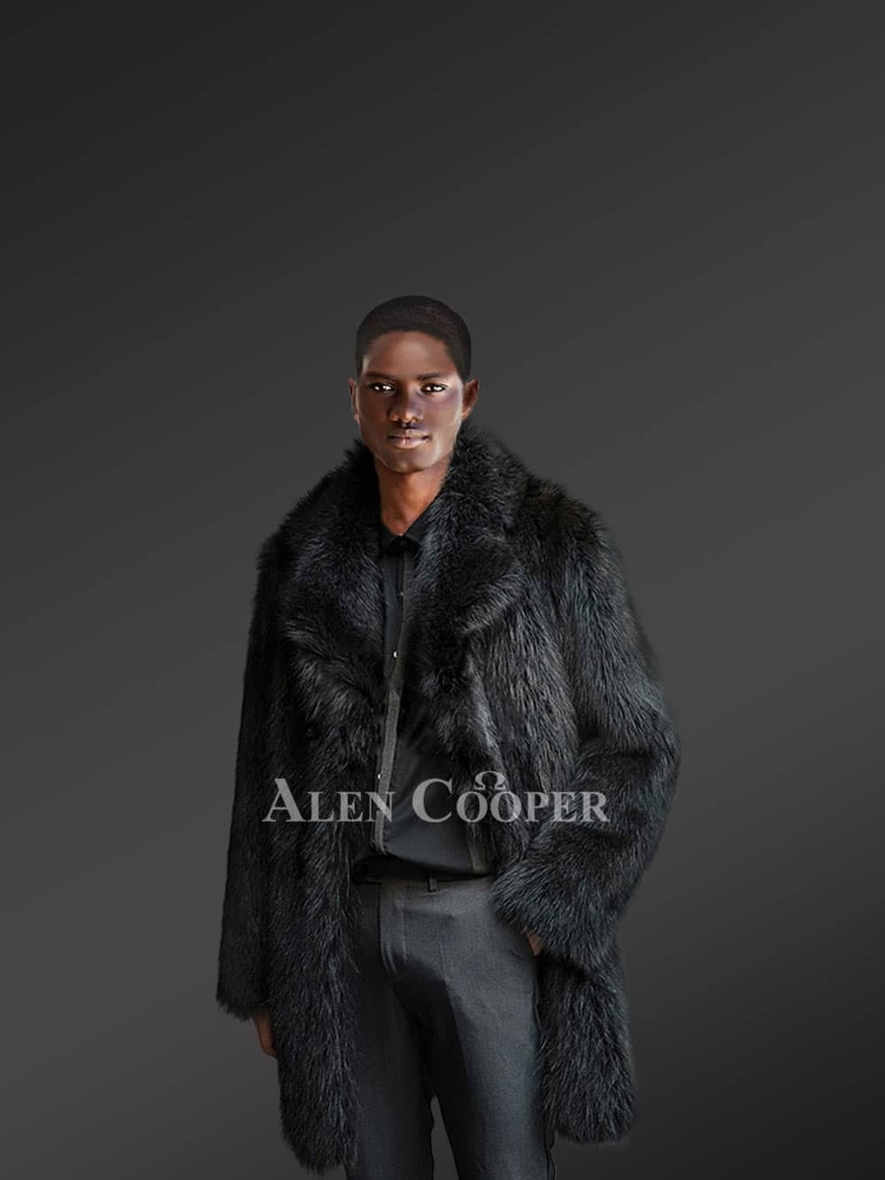 black raccoon fur coat