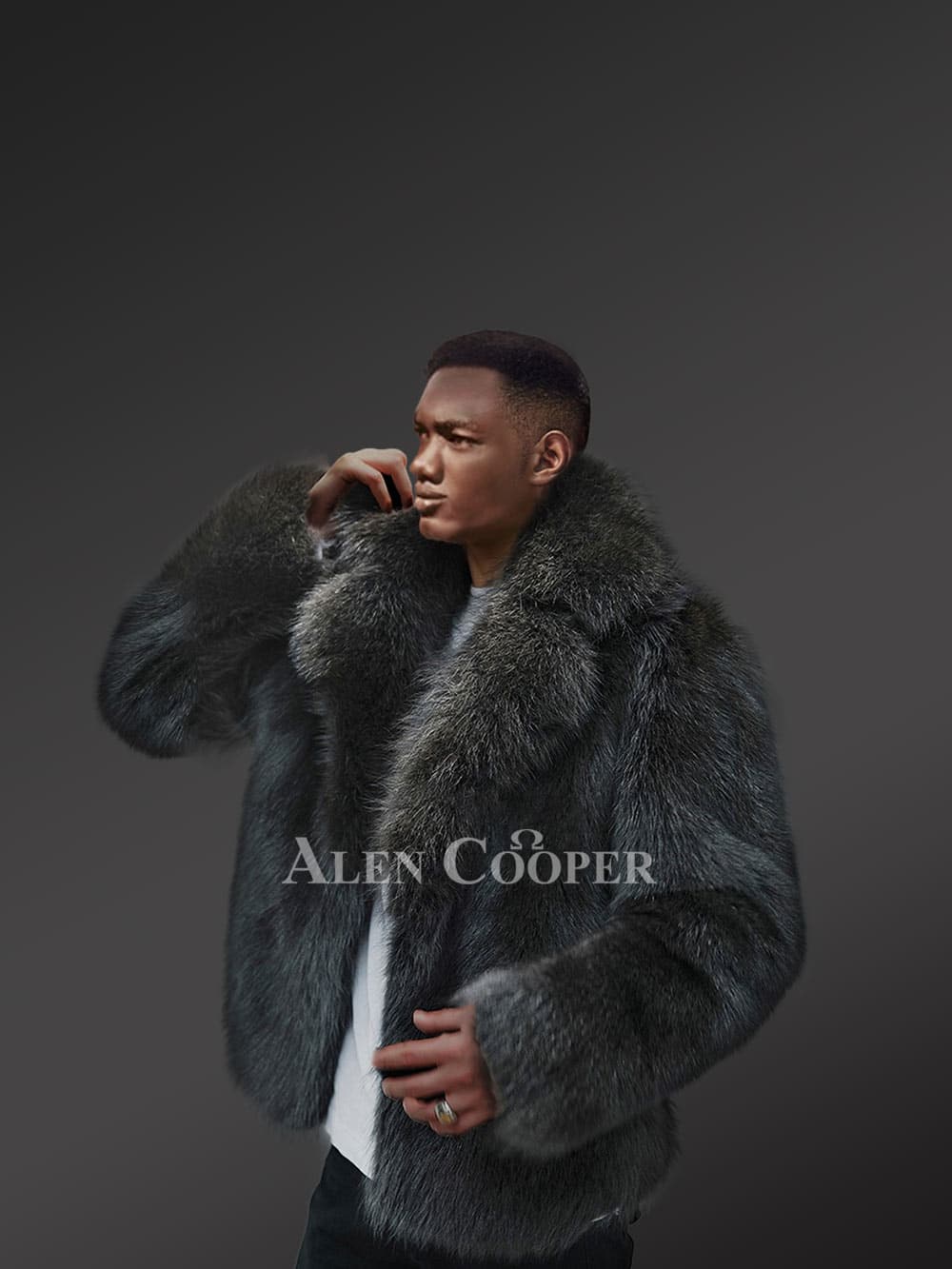 black raccoon fur coat