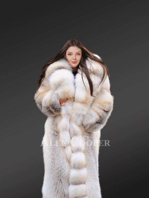 Arctic Golden Fox Fur Long Women's Coat
