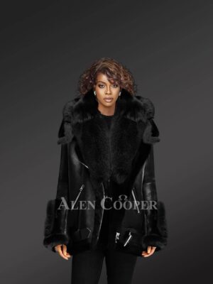 black shearling jacket womens