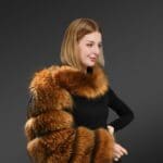 Genuine Raccoon Fur Collar Scraf with Sleeve with out logo