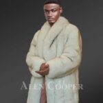 Men’s Parallel Pattern Authentic Frost Fox Fur Coat