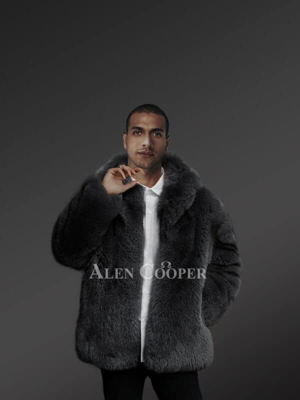 Polar Fox Fur jacket for Mens for in Black