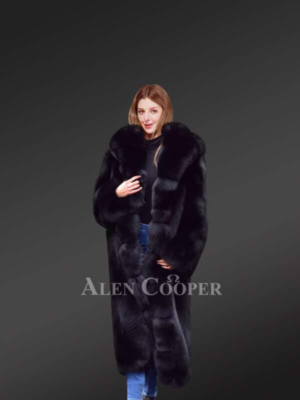 Premium Fox Fur Long Coat for Women