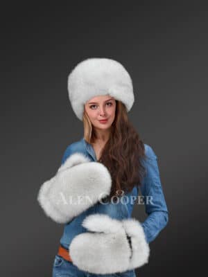 Real Fox Fur Russian Hat with Muffs