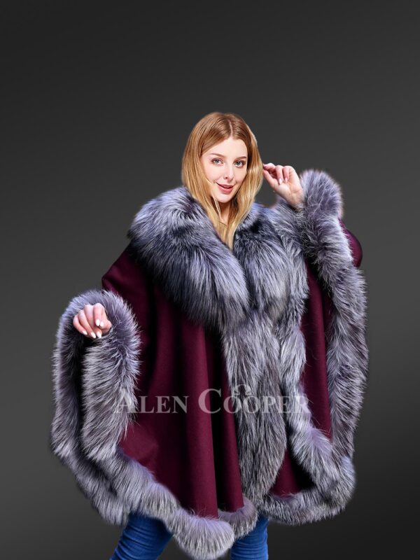 Silver Fox Fur Poncho with Style