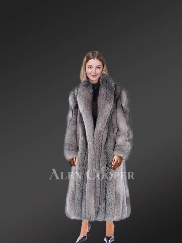Silver Frost Fox Long Womens Coat