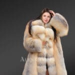 Womens 34 Length Original Golden Fox Coat with Front Trimline
