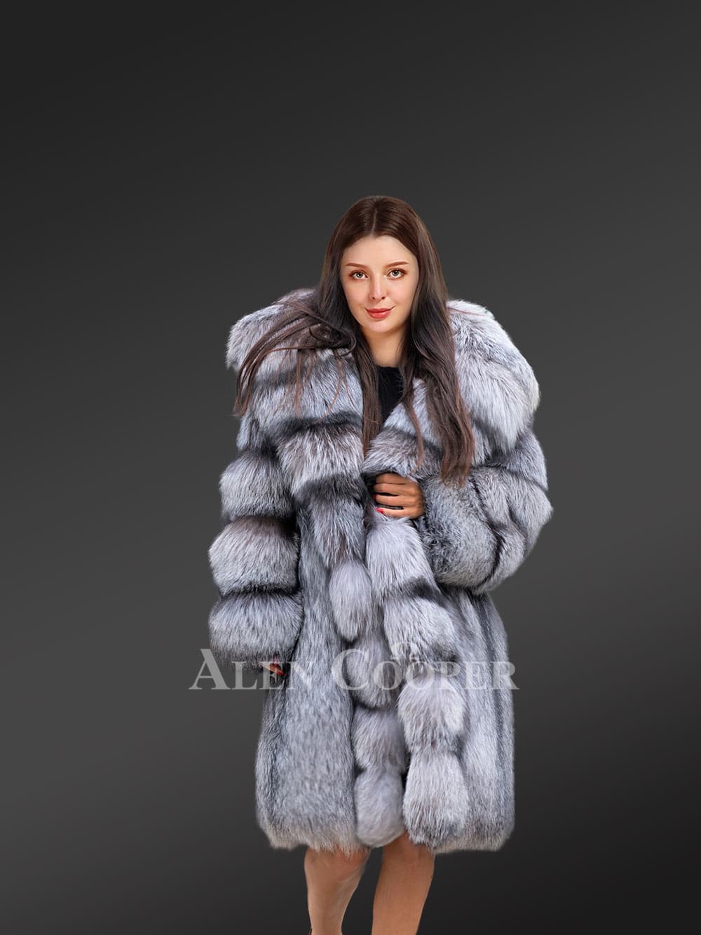 silver fur coat