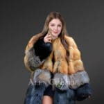 Womens Multi Fox Red Fox Coat Mixed with Silver Fox