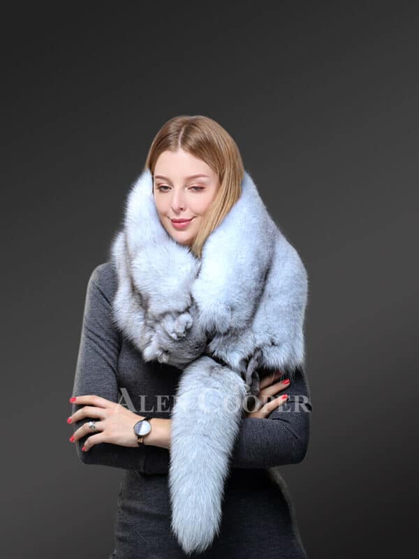 Womens Real Frost Fox Fur Collar Scarf