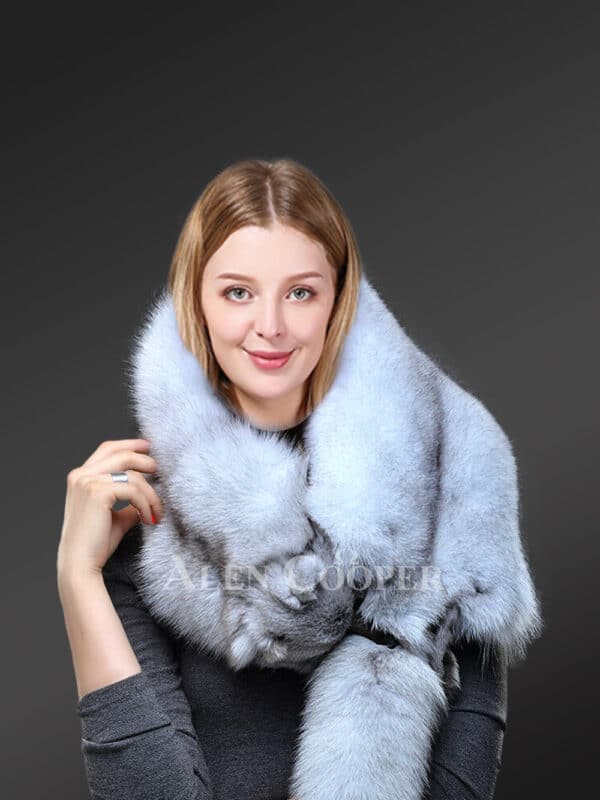 Womens Real Frost Fox Fur Collar Scarf views