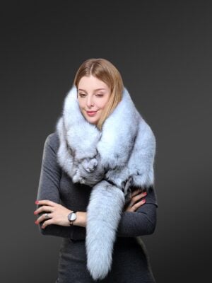 Women's Real Frost Fox Fur Collar Scarf without logo