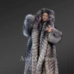 Silver Fox Fur Hooded Trench Coat