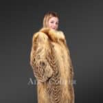 Knitted Fox Fur Coat for Women side view