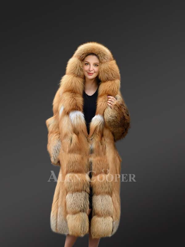 Luxury Gold Fox Fur Jacket For Women