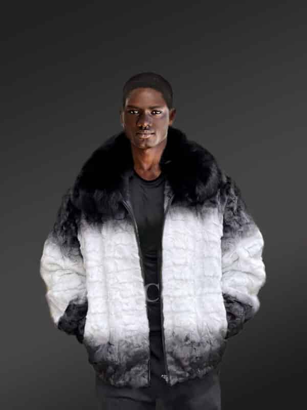 Men Mink Fur Bomber Jacket with Hood new