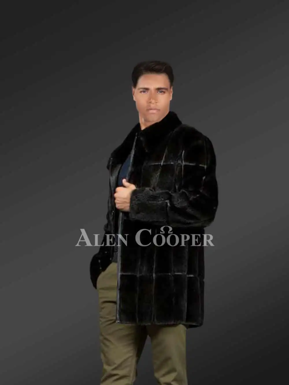 Full Skin Black Mink Fur Coat for Men - Image 3