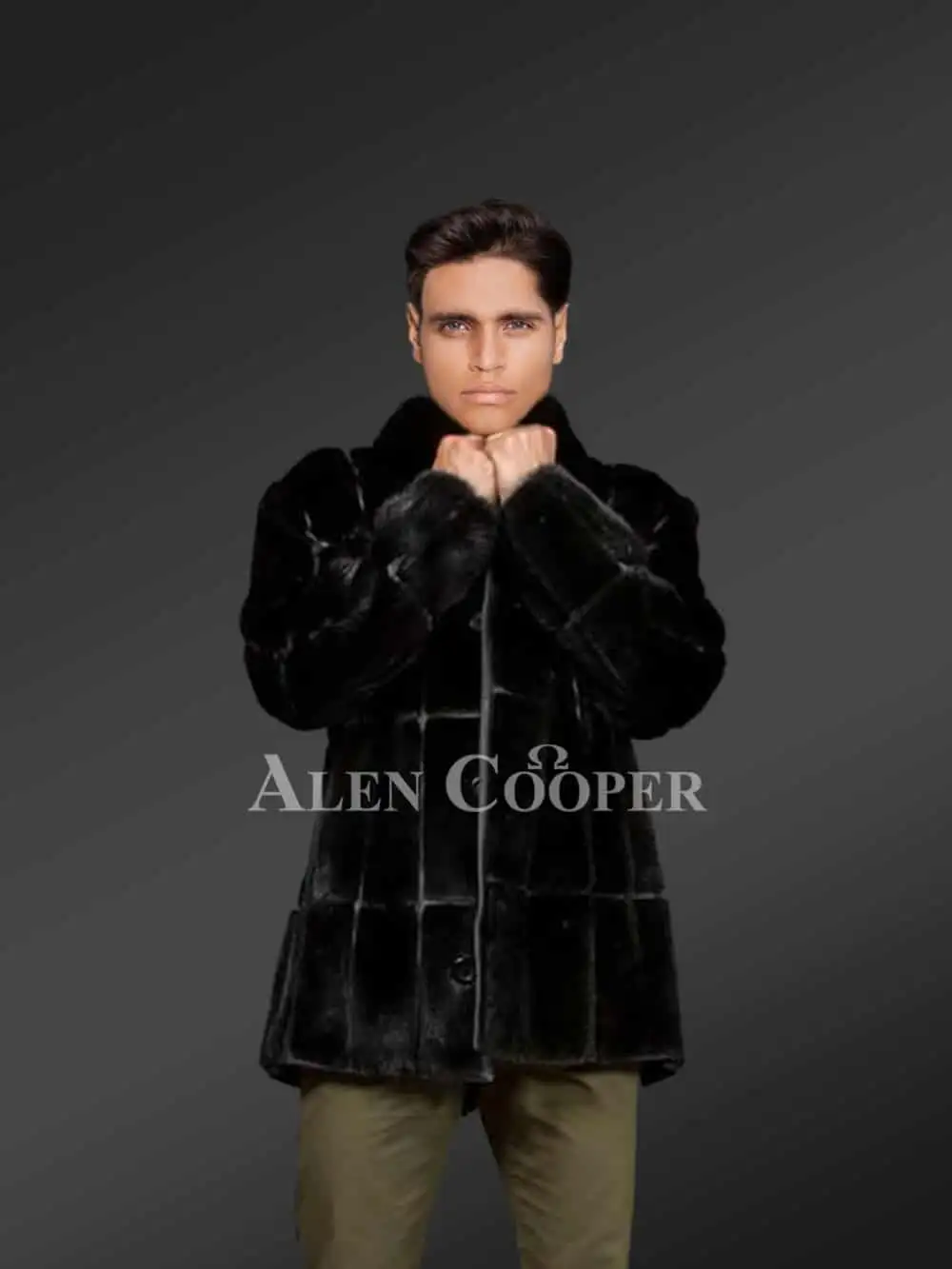 Full Skin Black Mink Fur Coat for Men - Image 2