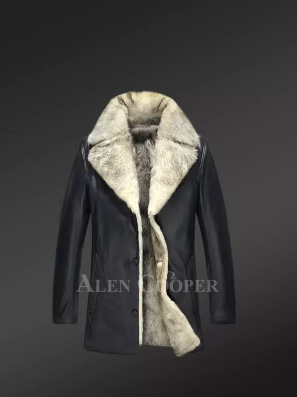 Authentic Shearling Coat With Silver Fox Fur Highlight