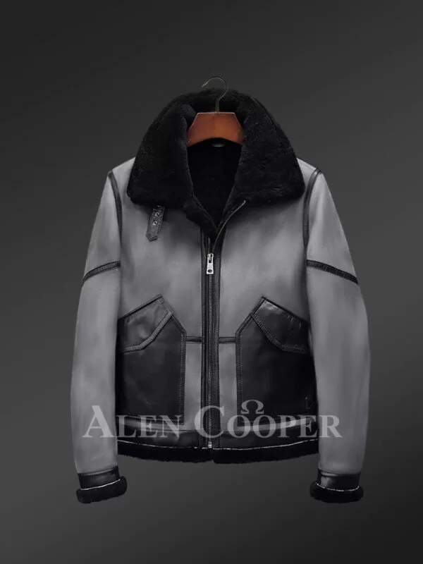 Aviator Style Shearling Jacket - Image 3