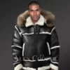 B3 Bomber Styled Premium Black Shearling Jacket