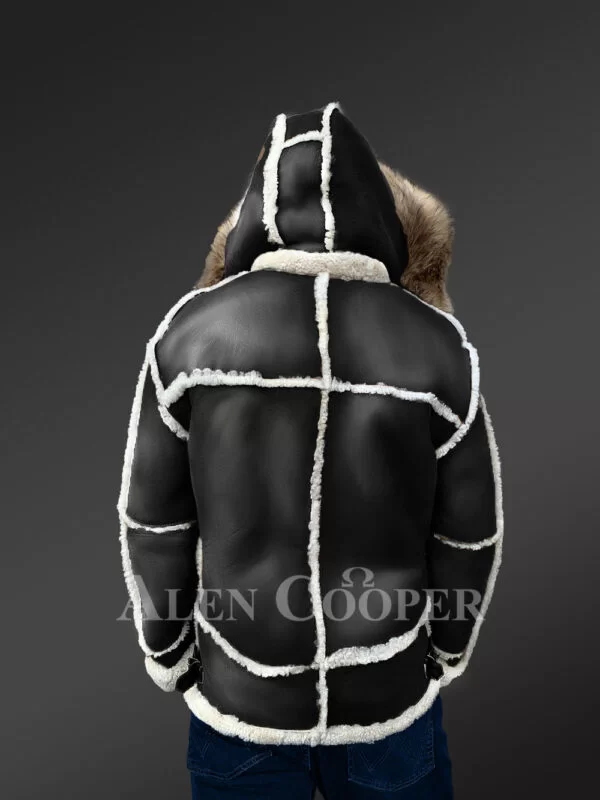 B3 Bomber Styled Premium Black Shearling Jacket - Image 6