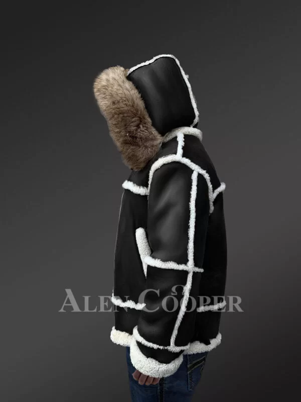 B3 Bomber Styled Premium Black Shearling Jacket - Image 5