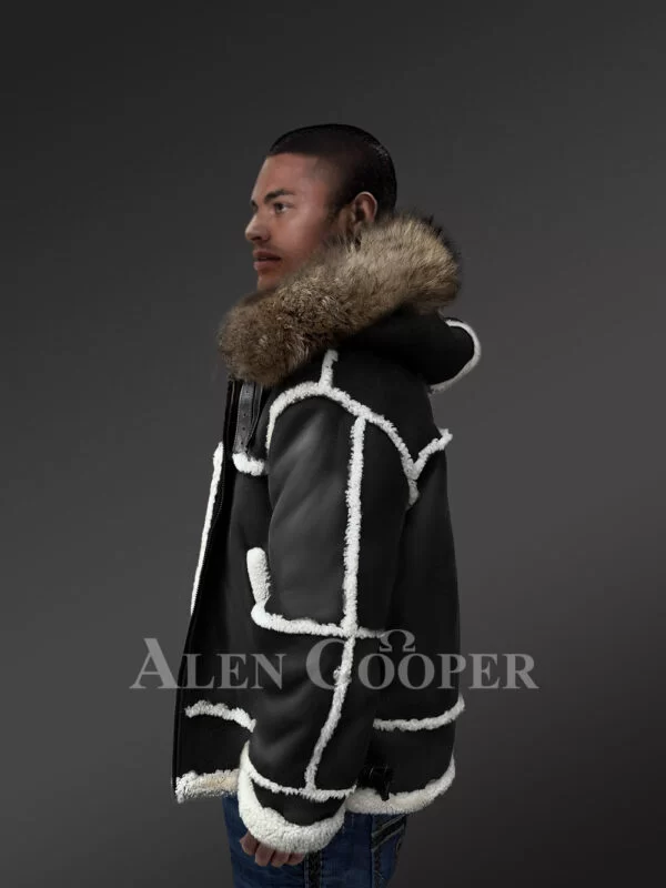 B3 Bomber Styled Premium Black Shearling Jacket - Image 4