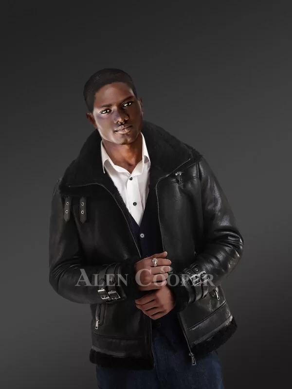 Black Lamb Fur Jacket for Men, an Irresistible Winter Wear Radiating Sophistication - Image 4