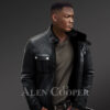 Black Nappa Shearling Jacket with Patchwork