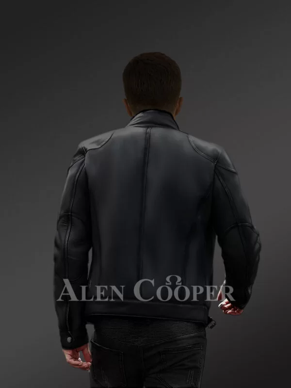 Black Nappa Shearling Jacket with Patchwork - Image 2