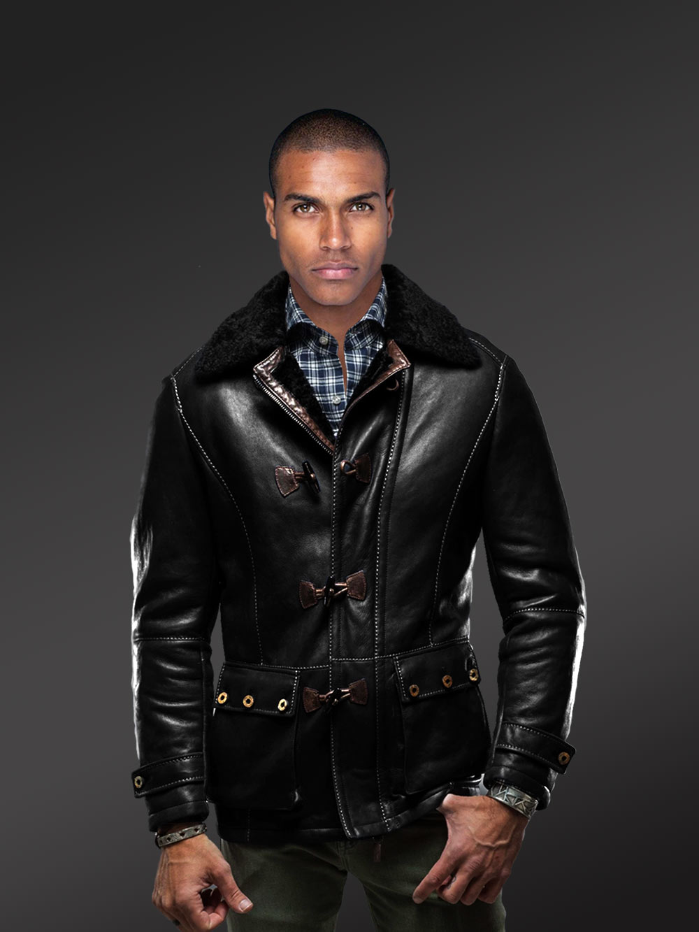 shearling black coat