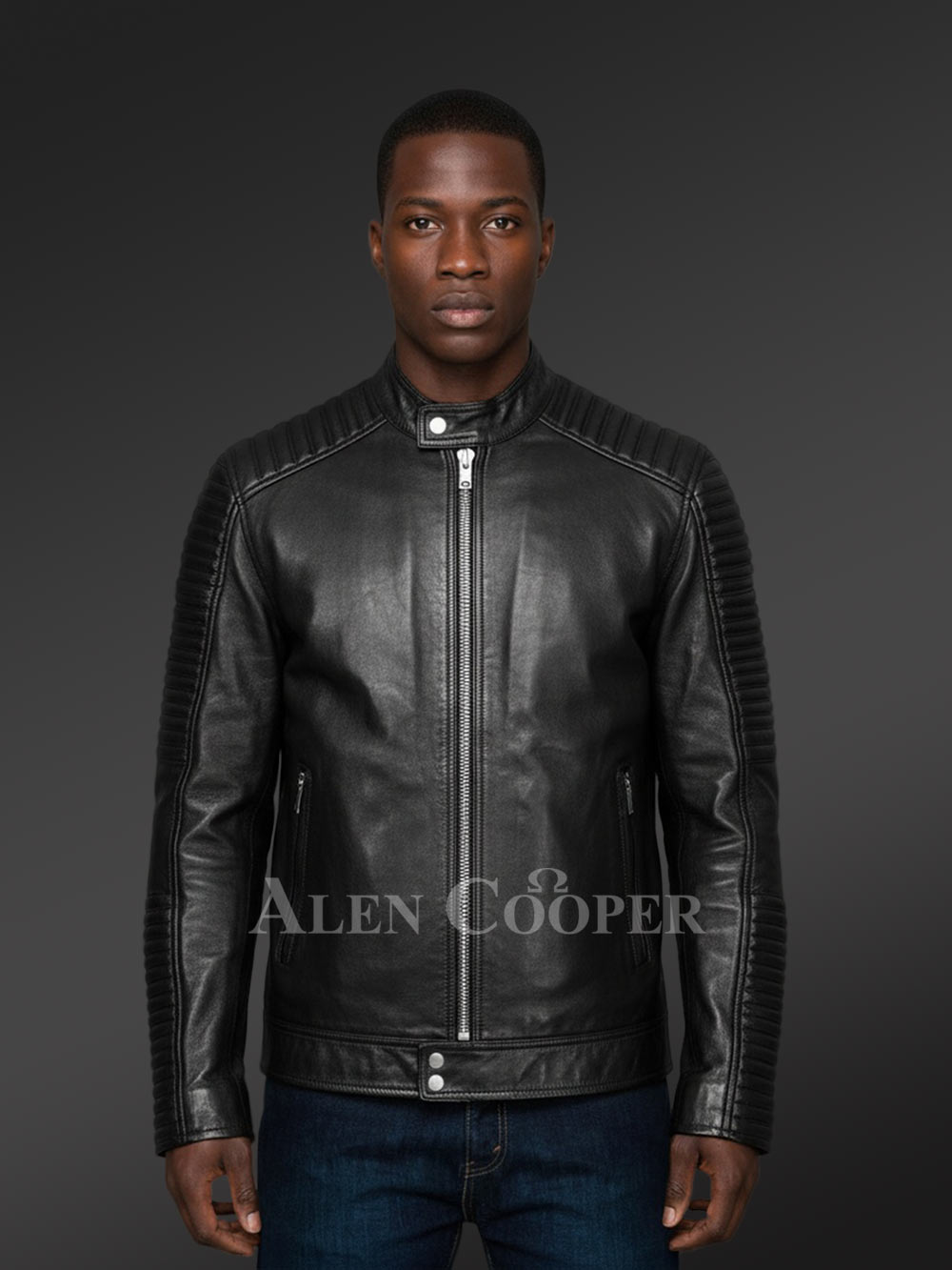 Black and Long Aura-Building Pure Leather Jacket for Men