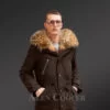 Blazing fashion trend with Men’s hybrid black Finn raccoon fur parka view