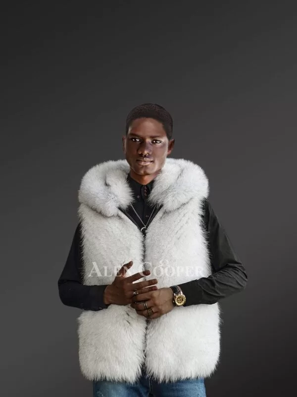 Mens White Fox Fur Vest – Layer in Style & Enjoy the Extra Comfort - Image 2