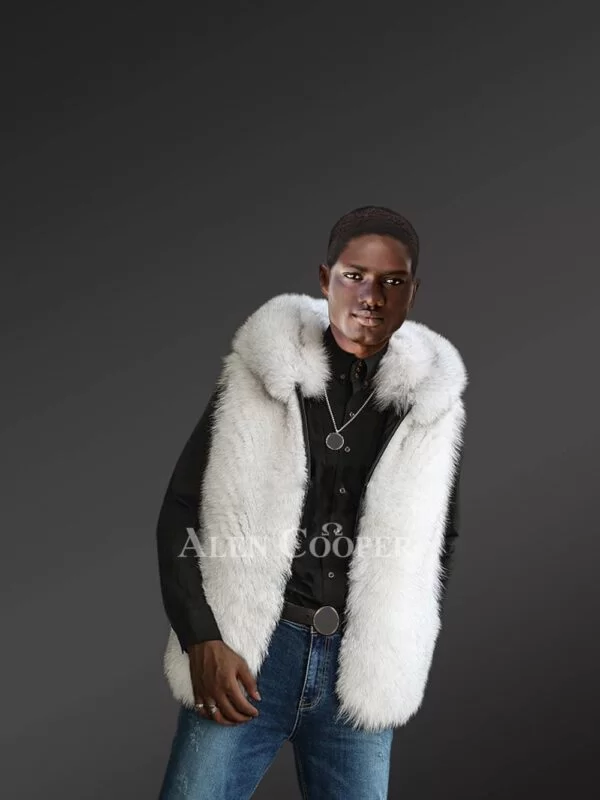 Mens White Fox Fur Vest – Layer in Style & Enjoy the Extra Comfort - Image 3