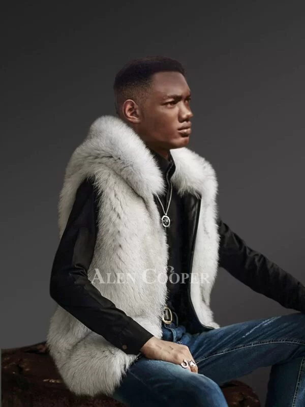 Mens White Fox Fur Vest – Layer in Style & Enjoy the Extra Comfort - Image 5
