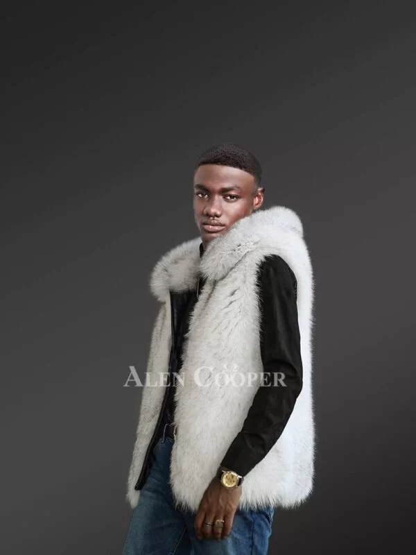 Mens White Fox Fur Vest – Layer in Style & Enjoy the Extra Comfort - Image 4