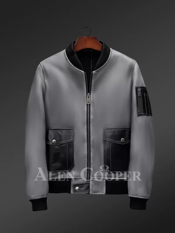 Bomber Style Shearling Aviator Jacket for men