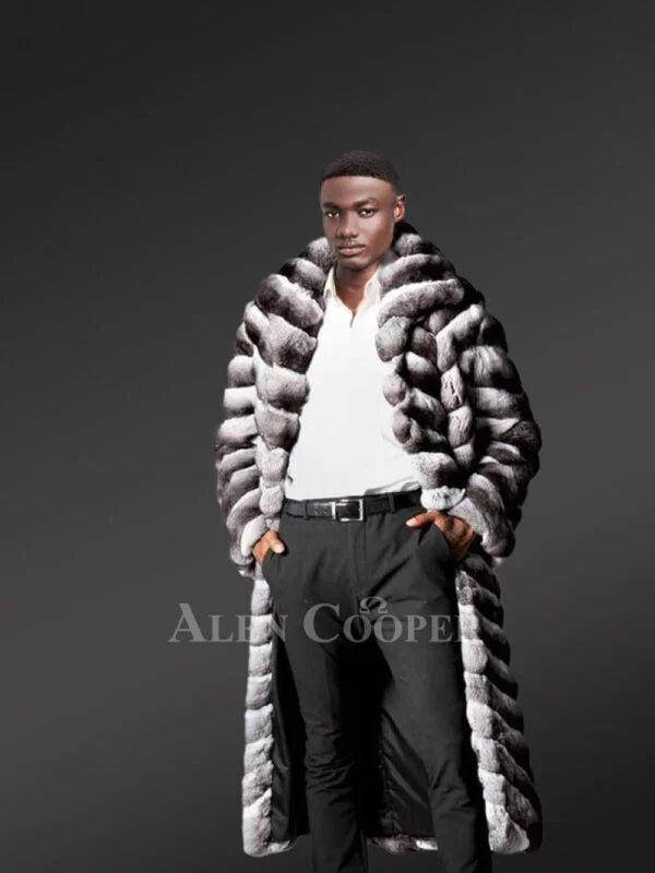 Brand New Chinchilla Fur Long Coat for Men's