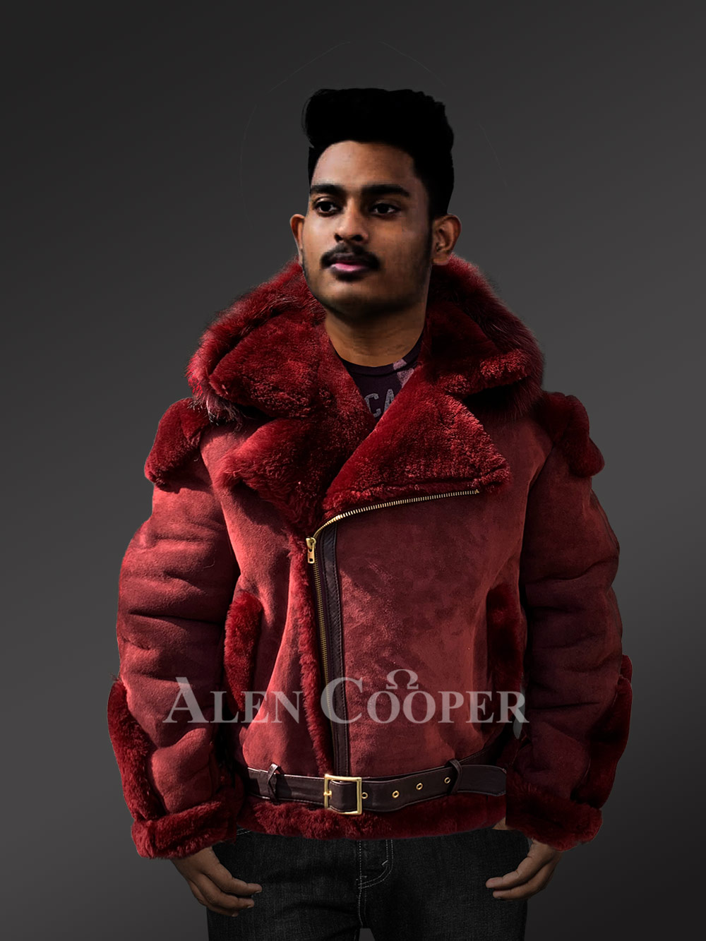 Shearling Jacket With Fox Fur Hood 