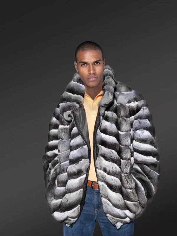 Celebrity Style Real Chinchilla Jacket For Men, a Unique Winter Outfit - Image 4