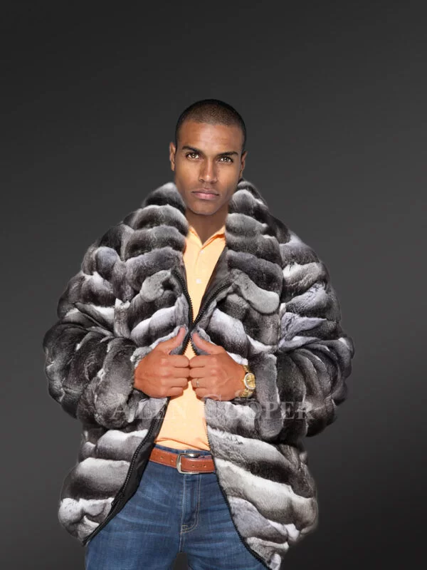 Celebrity Style Real Chinchilla Jacket For Men, a Unique Winter Outfit - Image 3