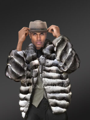 Celebrity Style Real Chinchilla Jacket for Men's